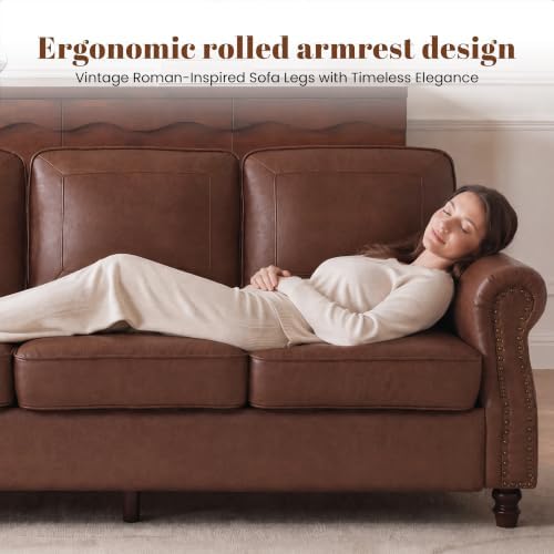 Kingfun Faux Leather 3 Seater Sofa - Image 3