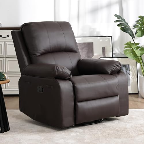 360° Swivel Rocking Leather Recliner Chair by zzlay