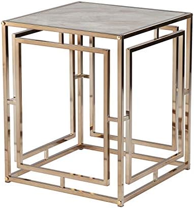 SEI Furniture - Simondley Faux Marble End Table - Transitional Design, by SEIFurniture