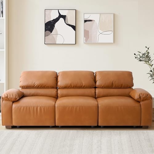 95" 3‑Seater PU Leather Modular Sectional Sofa, Mid‑Century by Karkanic