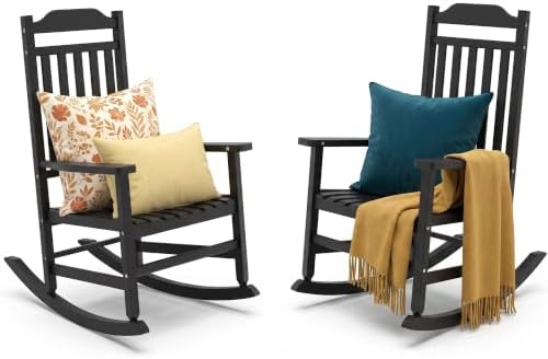 EFU Outdoor Rocking Chairs Set of 2, All Weather Rocking Chair by EFU