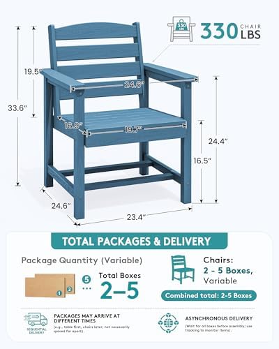 SERWALL Outdoor HDPE Dining Chairs Set of 2 - Image 3
