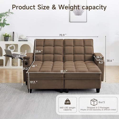 70.9" Chaise Lounge Chair Indoor, Oversized Boucle Upholstered Sofa Bed - Image 2