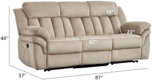 CANMOV Recliner Sofa Set, Manual Reclining Sofa - Image 2