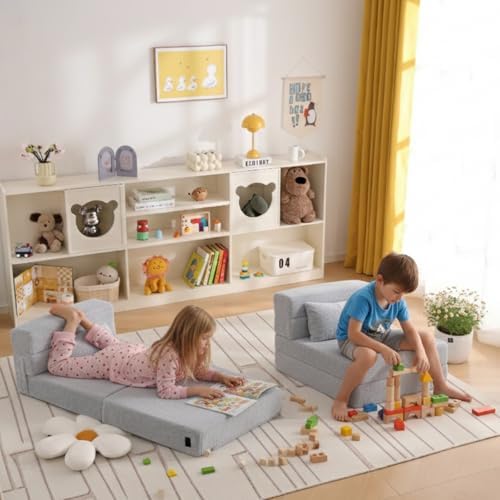 Foldable Sofa for Kids with Pillow, Washable Folding Floor Mat for Child - Image 2