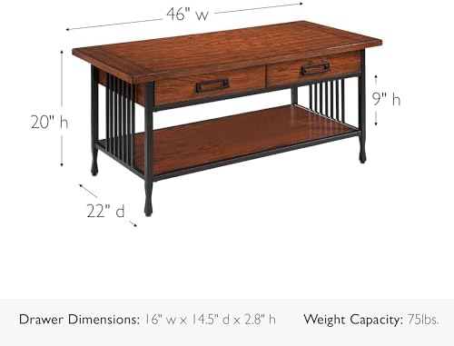 Leick Home Ironcraft Coffee Table, Mission Oak - Image 3
