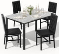 Hooseng Dining Table Set for 4, Faux Marble Small Kitchen Table Chairs Set of 4 by Hooseng