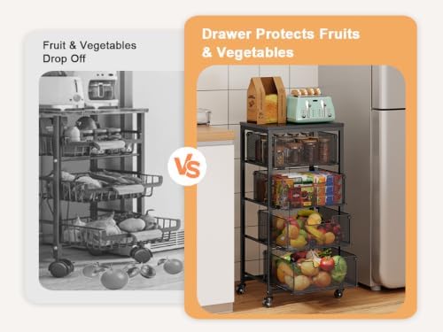 4-Tier Fruit Vegetable Storage Cart - Image 5