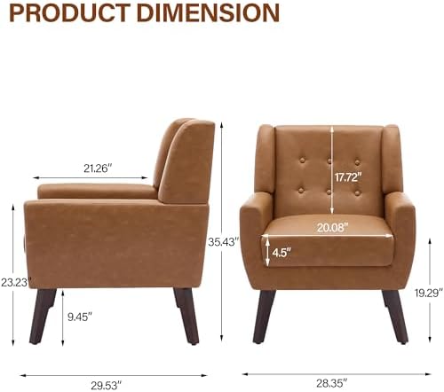 Accent Chair, Upholstered Armchair in PU Leather - Image 2