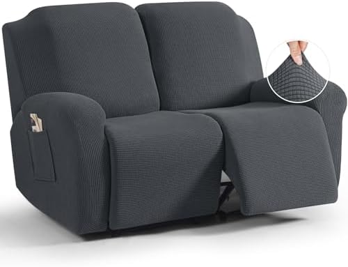 TAOCOCO Stretch Loveseat Recliner Covers 6 Piece, Charcoal Grey by TAOCOCO