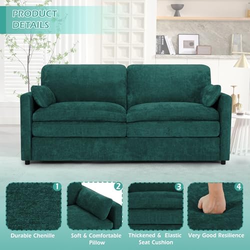 69” Chenille Love seat Sofa w/Arm Pillows - Image 3