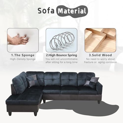 L-Shaped 3-Piece Lint and PVC Sofa - Image 3