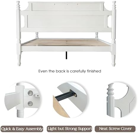 Solid Wood Queen Size Platform Frame, Headboard & Footboard, No Box Spring - Image 5