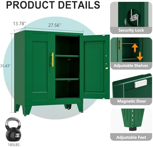 pozdeg 35.43" Metal Storage Cabinet - Image 3
