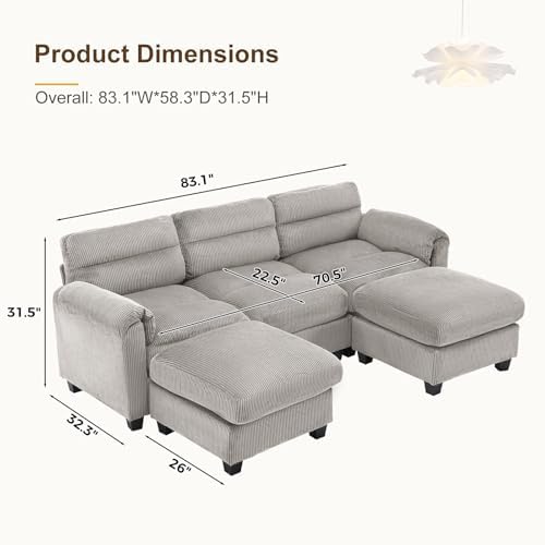 HAOMARKETS 87" Modular Sectional U Shaped Sofa - Image 2