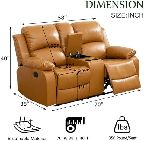 Leather Recliner Sofa，Reclining Loveseat - Image 2
