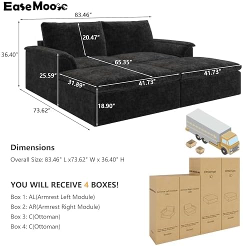 EASE MOOSE Boneless Sectional Couch, Cloud Sofa Bed - Image 2