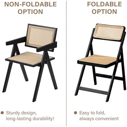 Furlide Rattan Folding Chairs Set of 2, Bamboo Dining Chairs - Image 4
