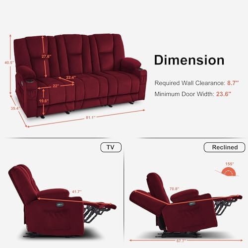 MCombo 81 in 3 Seater Reclining Sofa - Image 3
