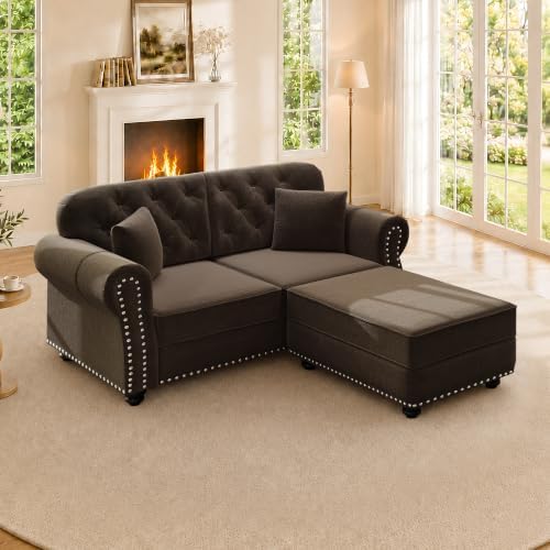 63" Velvet Chesterfield Loveseat Sofa by SmartEdge