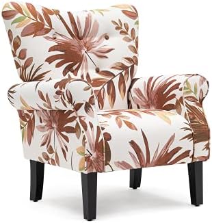 YOLENY Mid Century Wingback Arm Chair, Modern Upholstered Fabric High Back by YOLENY