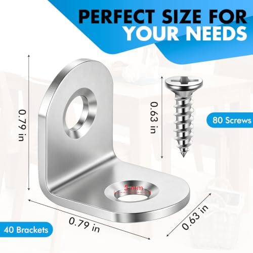 40PCS L Bracket Corner Brace, Stainless Steel Corner Bracket - Image 2