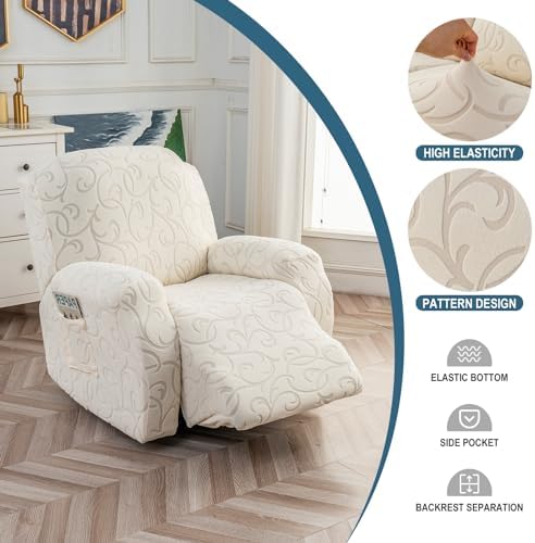 4 Pieces Recliner Cover Stretch Sofa Slipcover, Sofa Couch Cover - Image 2