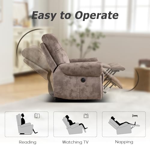 EBELLO Manual 3 Seat Reclining Sofa Couch, Soft Fabric 3 Seater Recliner Couch - Image 4