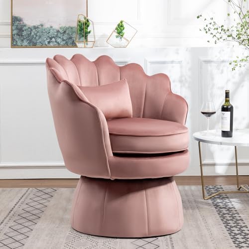 ZJhome 360° Swivel Accent Chairs Set of 2, Mid-Century Modern Velvet Barrel - Image 3
