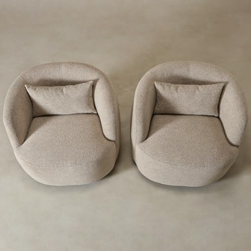 KINWELL 34" W Boucle Swivel Barrel Chairs - Image 6