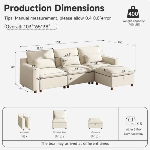 Ihanherry 103" Modular Sectional Sofa - Image 2