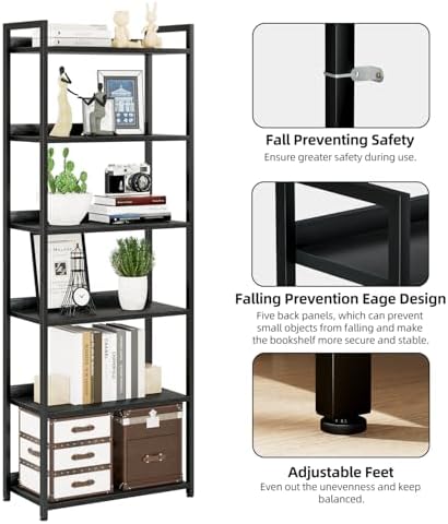 NUMENN Bookshelf, 6 Tier Freestanding Shelving Unit - Image 5