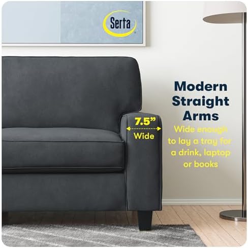 Serta Palisades 73" Track Arm Sofa, Easy Care Polyester, Soft Pillow Back - Image 6