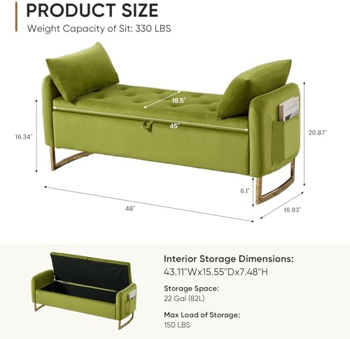 48" End of Bed Bench, Modern Storage Bench - Image 2