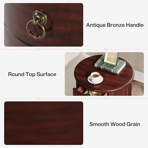 Tribesigns Solid Wood End Table Set of 2, Round Side Table - Image 6