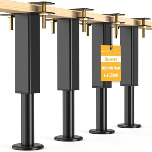 4 PCS Adjustable Height Bed Support Legs, 6.2-7.5 in Metal Bed Risers by NESAPTO