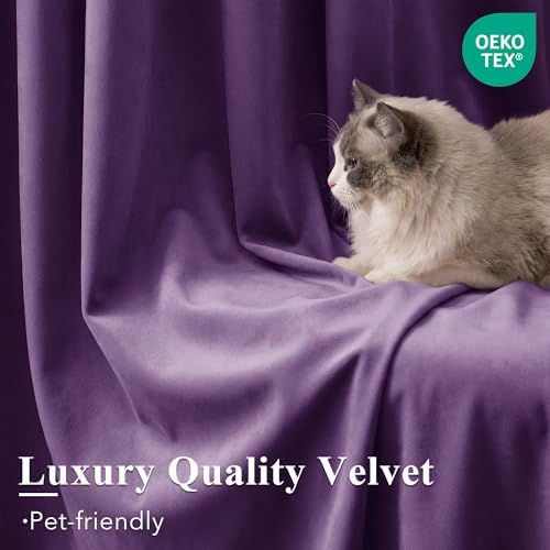 StangH Purple Velvet Curtains for Grils Bedroom Nursery, W52 x L96 - Image 5