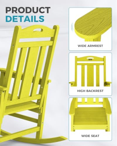 Ciokea Oversized Outdoor Rocking Chairs Set of 3, 380lbs Heavy-Duty Large Patio - Image 5