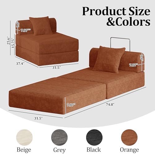 Futon Sofa Bed Modular Loveseat Sleeper Folding Pull Out Couch - Image 2