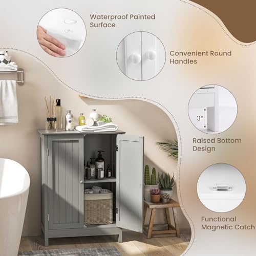 COSTWAY Bathroom Storage Cabinet, Freestanding Bathroom Organizers - Image 7