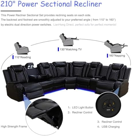Power Reclining Sectional Sofa - Image 5