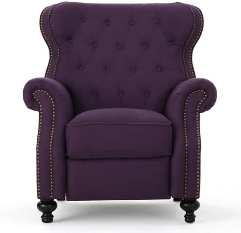 Christopher Knight Home Momo Wingback Recliner Chair, Upholstered Manual Push - Image 4