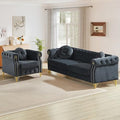 JEEOHEY 2 Pieces Mid Century Modern Chesterfield Sofa Set, Upholstered Button by JEEOHEY