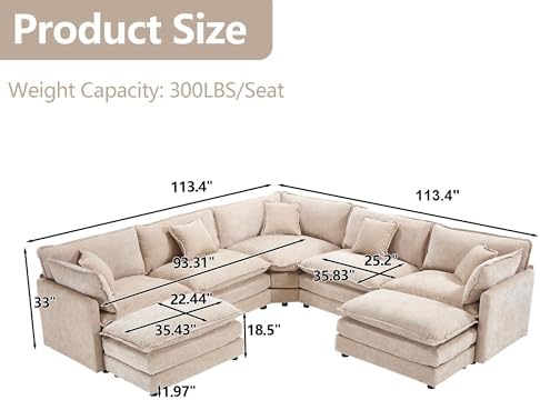Tmsan Oversized Cloud Modular Sectional Sofa Couch Set - Image 2