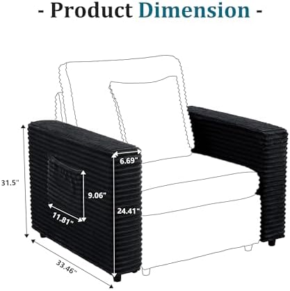 RARZOE Modular Sectional Couch Armrests Module, Corduroy Armrests Modular Sofa - Image 3