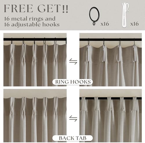 Pinch Pleated Linen 100 Inch Curtains - Image 5