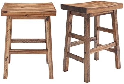 Alaterre Durango Solid Wood Rustic Bar Stool Set of 2 - Image 7