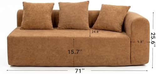Claiks 71" Right Armrest Boneless Sectional Loveseat Sofa - Image 2