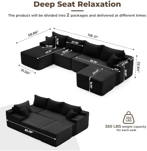 Mangodan Cloud Sectional Couch, Boneless Couches - Image 3
