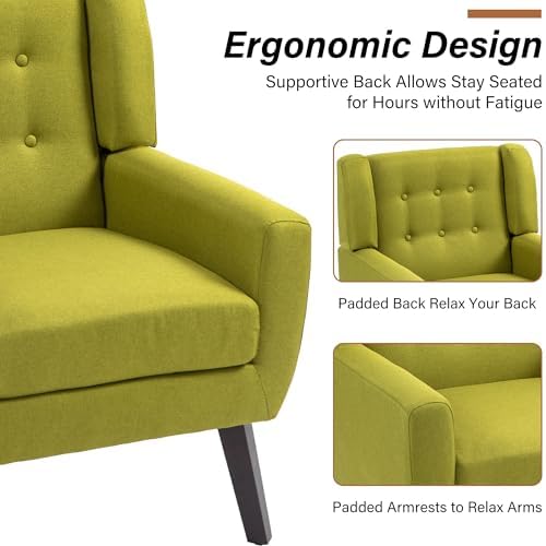 Accent Chair, Upholstered Armchair in Linen - Image 5